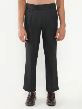 Men Charcoal Solid Formal Trousers