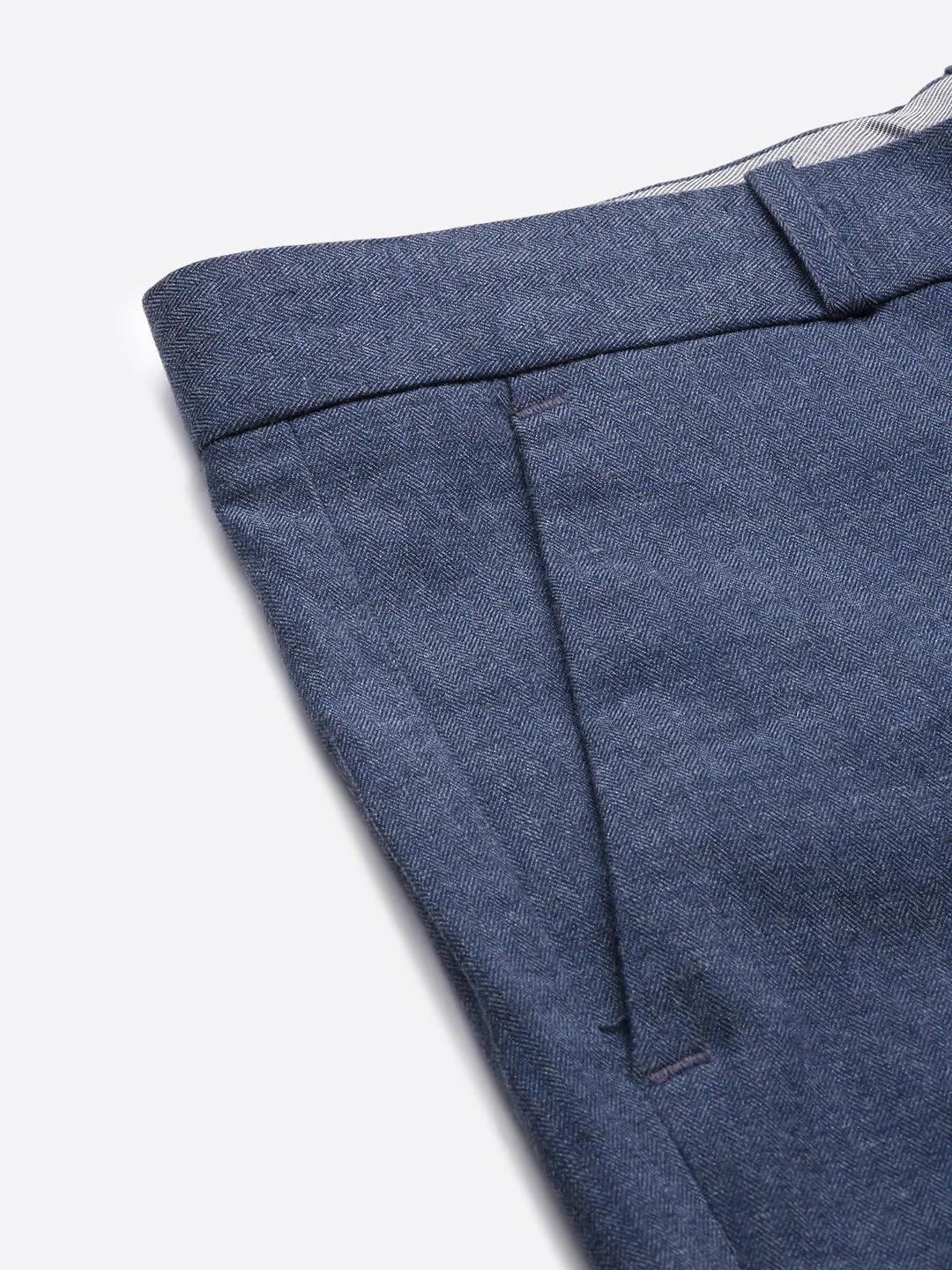 Men Solid Blue Formal Trousers