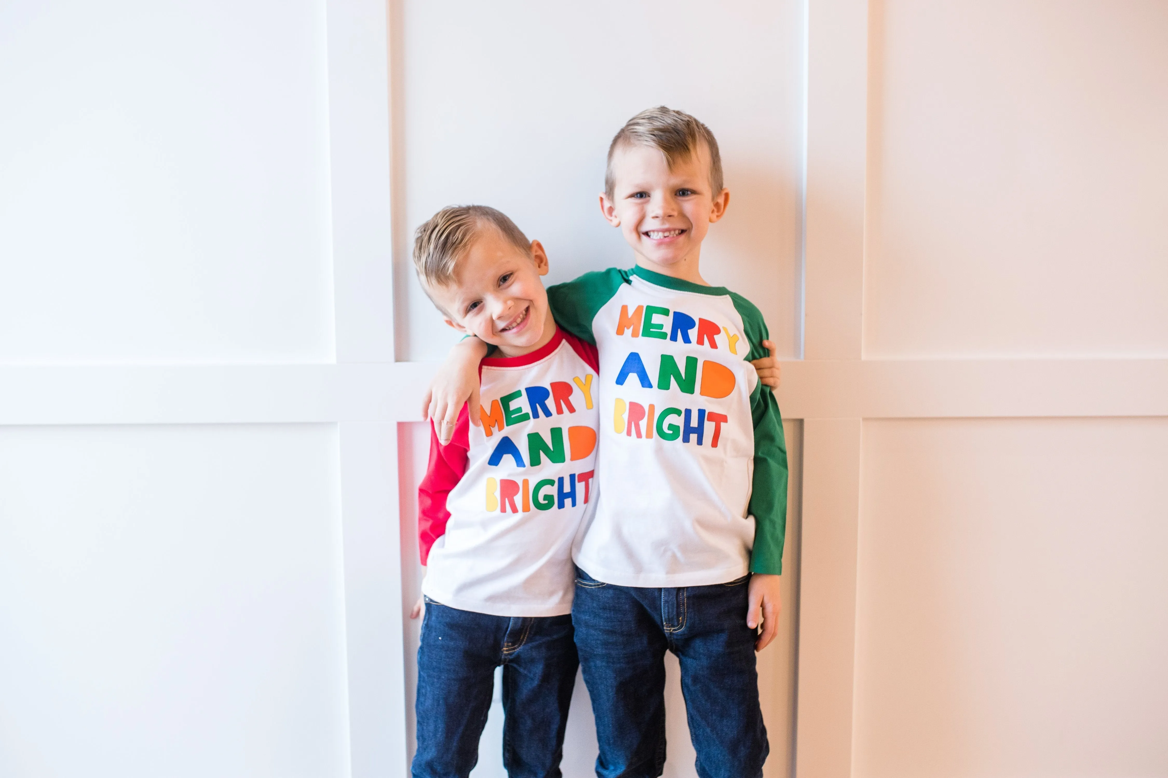 Merry & Bright | RED Raglan | Onesie or Tee