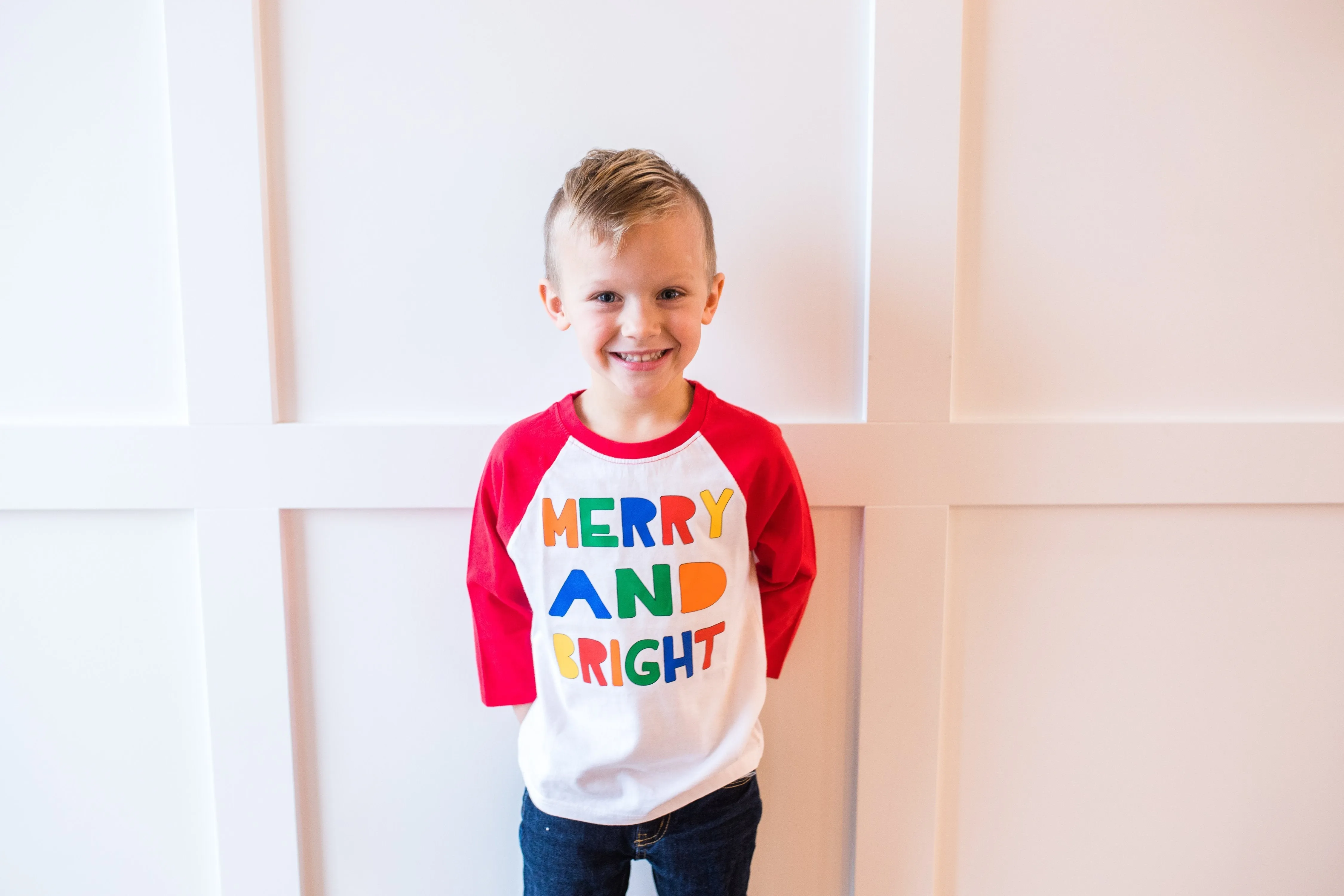 Merry & Bright | RED Raglan | Onesie or Tee