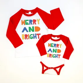 Merry & Bright | RED Raglan | Onesie or Tee