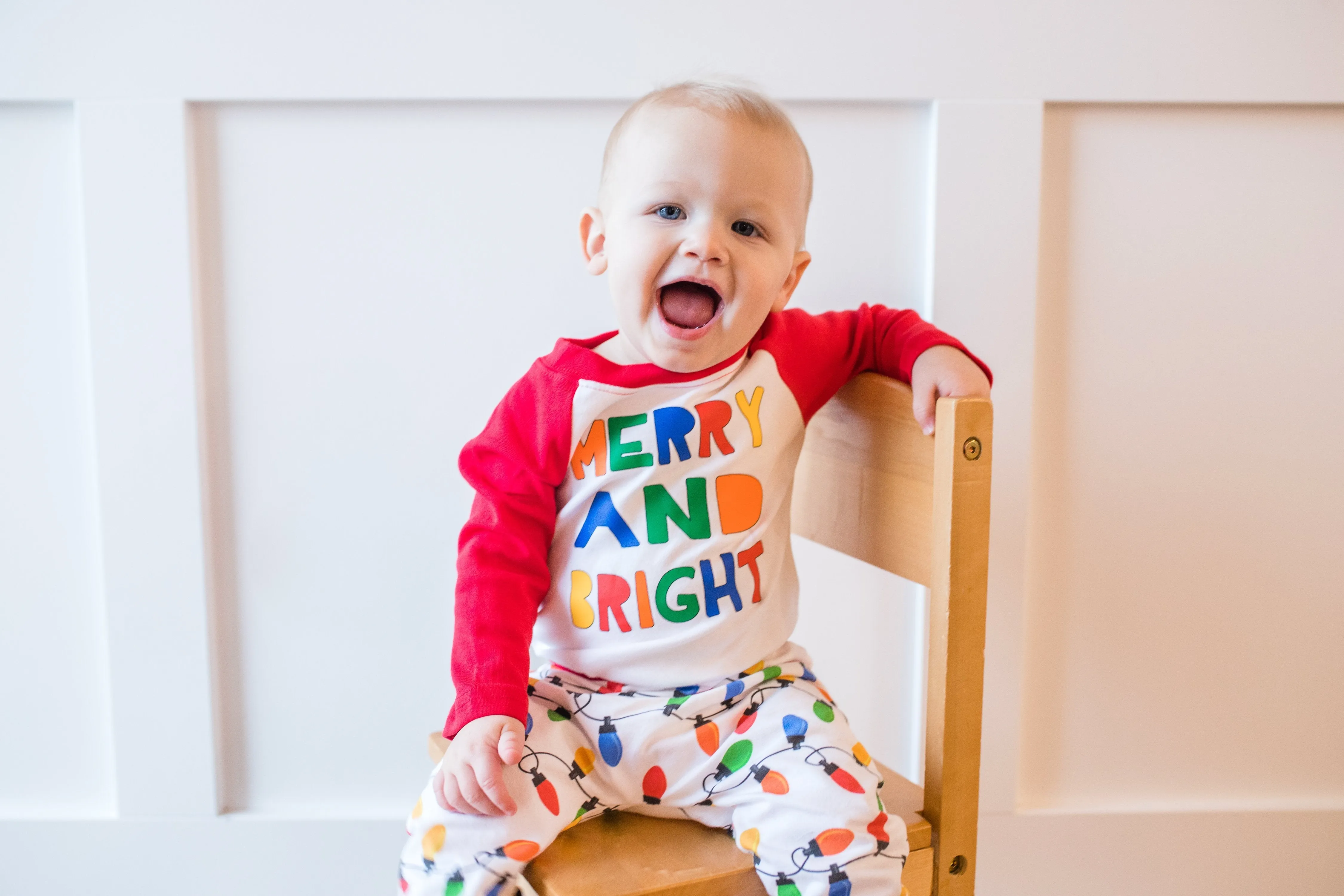 Merry & Bright | RED Raglan | Onesie or Tee