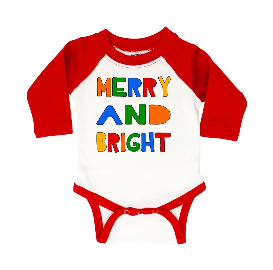 Merry & Bright | RED Raglan | Onesie or Tee