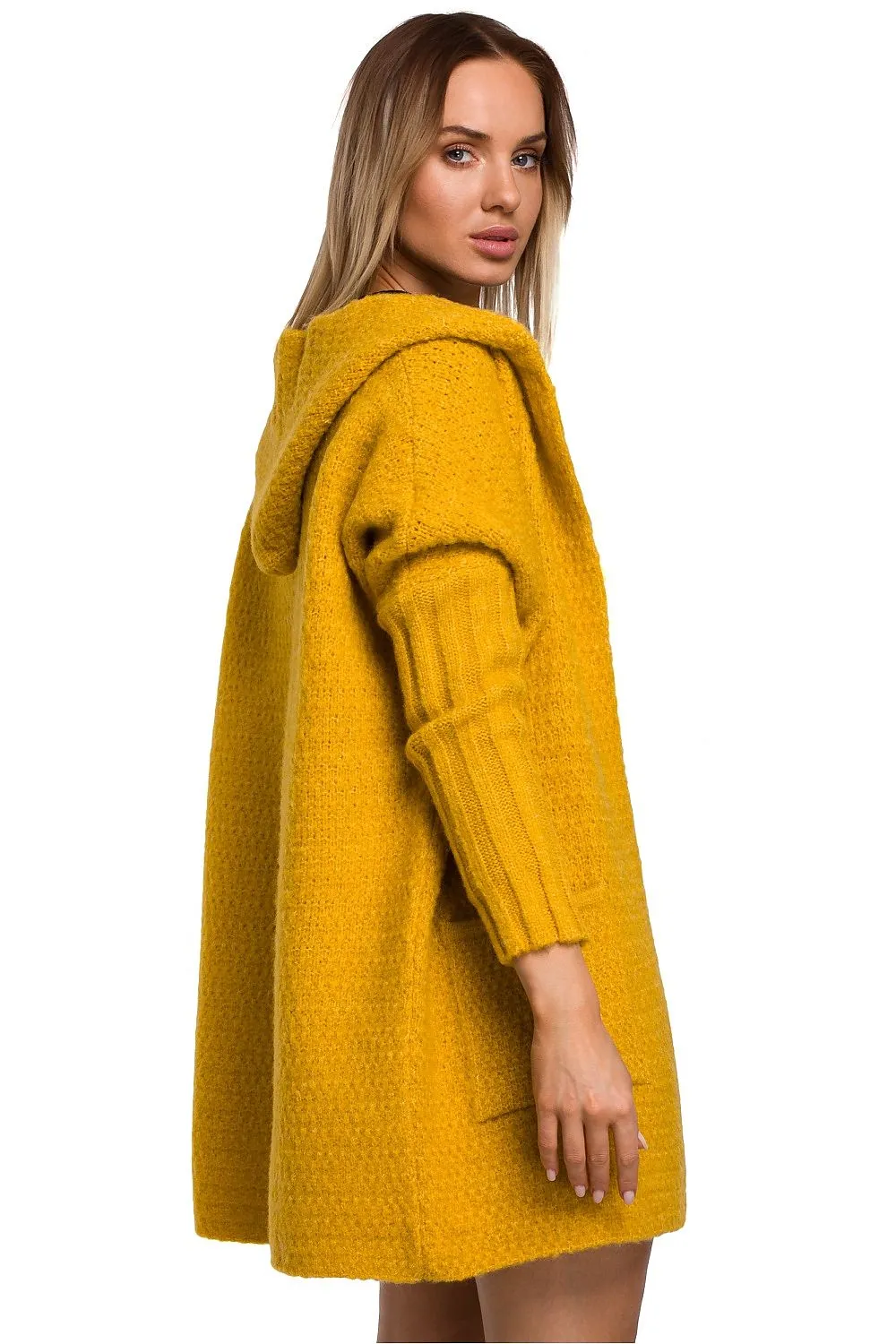 MOE Women's Oversize Opened Hooded Sweater Cardigan made with Wool Blend - Europe Brand