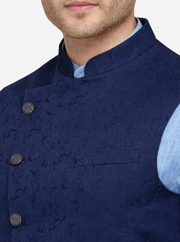 Navy Blue Bandhgala Jacket | JB Studio