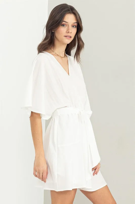 Off White Beyond Chic Belted Wrap Mini Dress