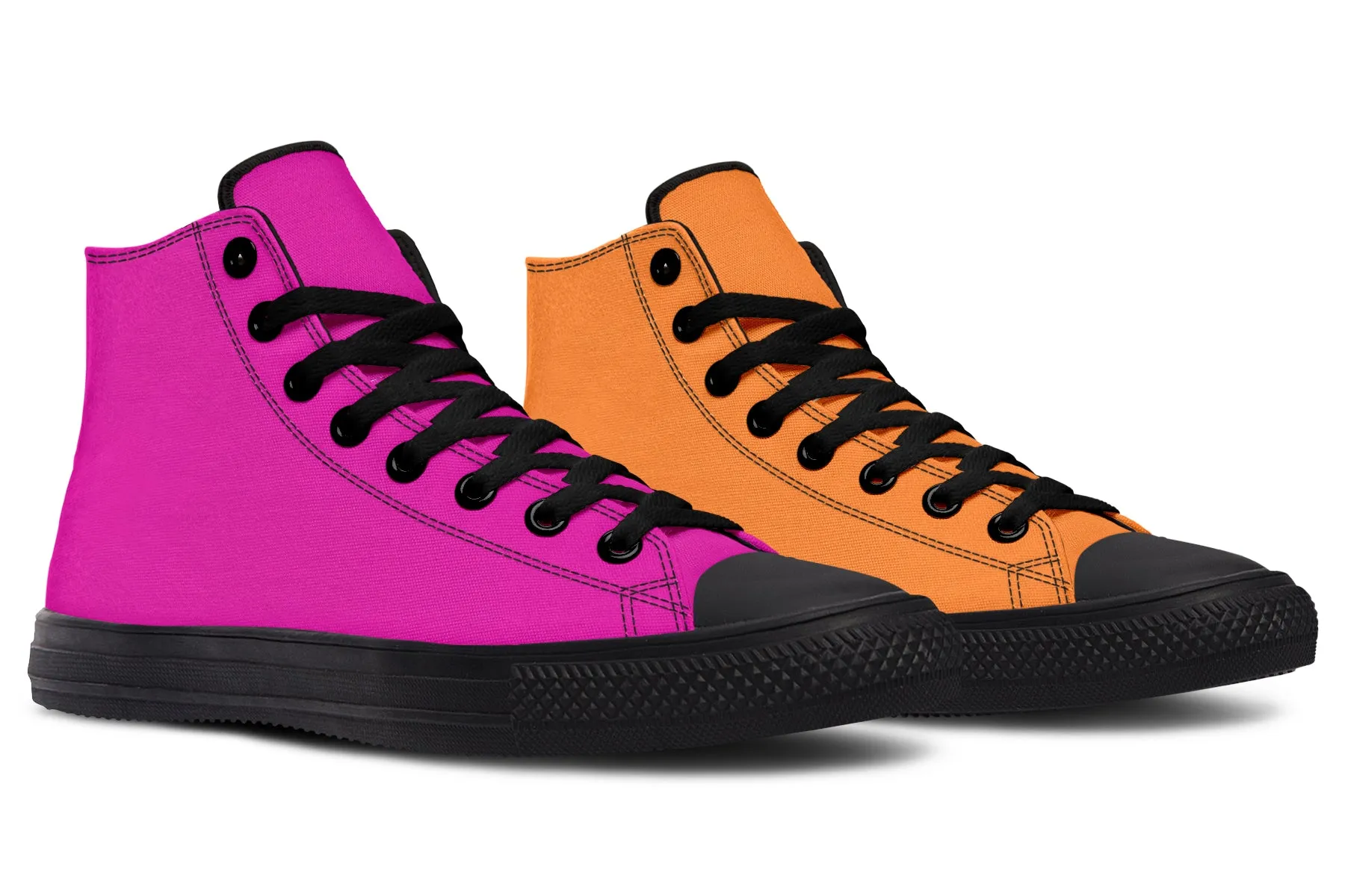 Pink And Orange Mismatch High Tops