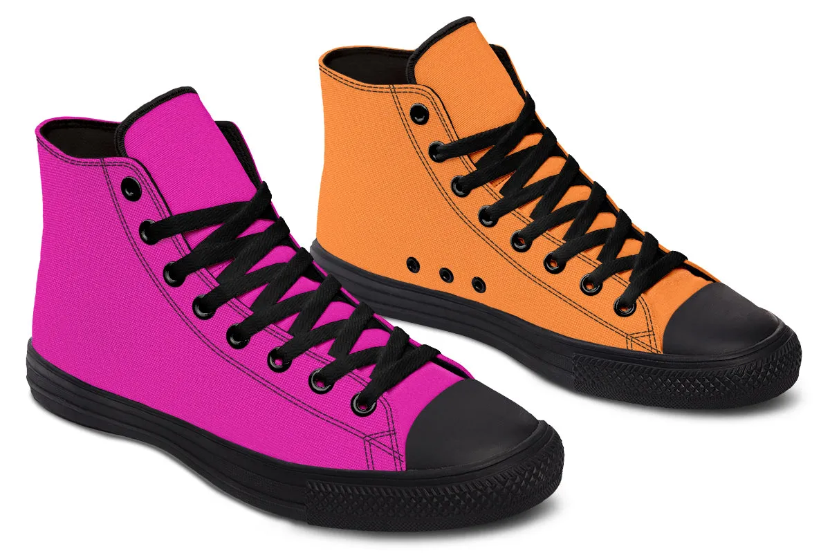 Pink And Orange Mismatch High Tops