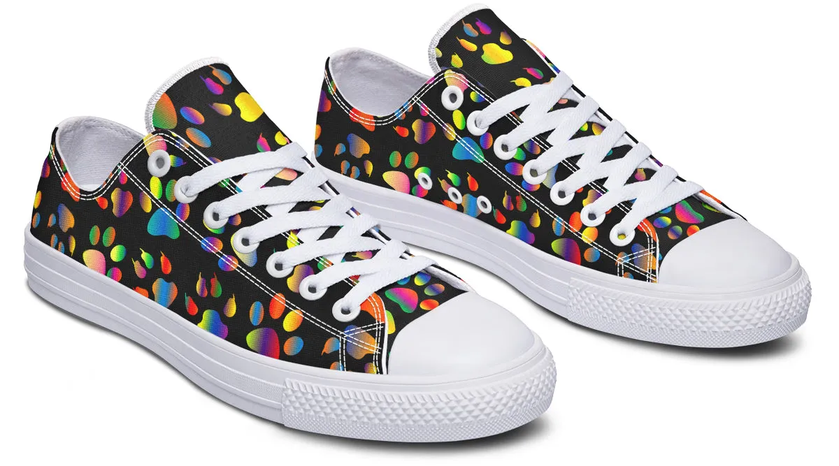 Rainbow Paw Prints Low Tops