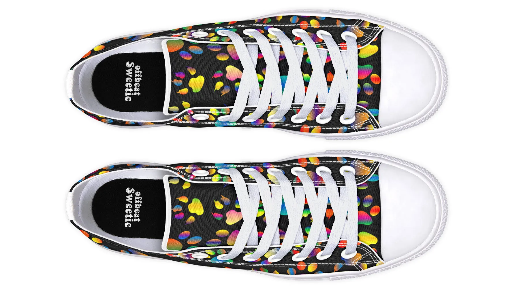 Rainbow Paw Prints Low Tops