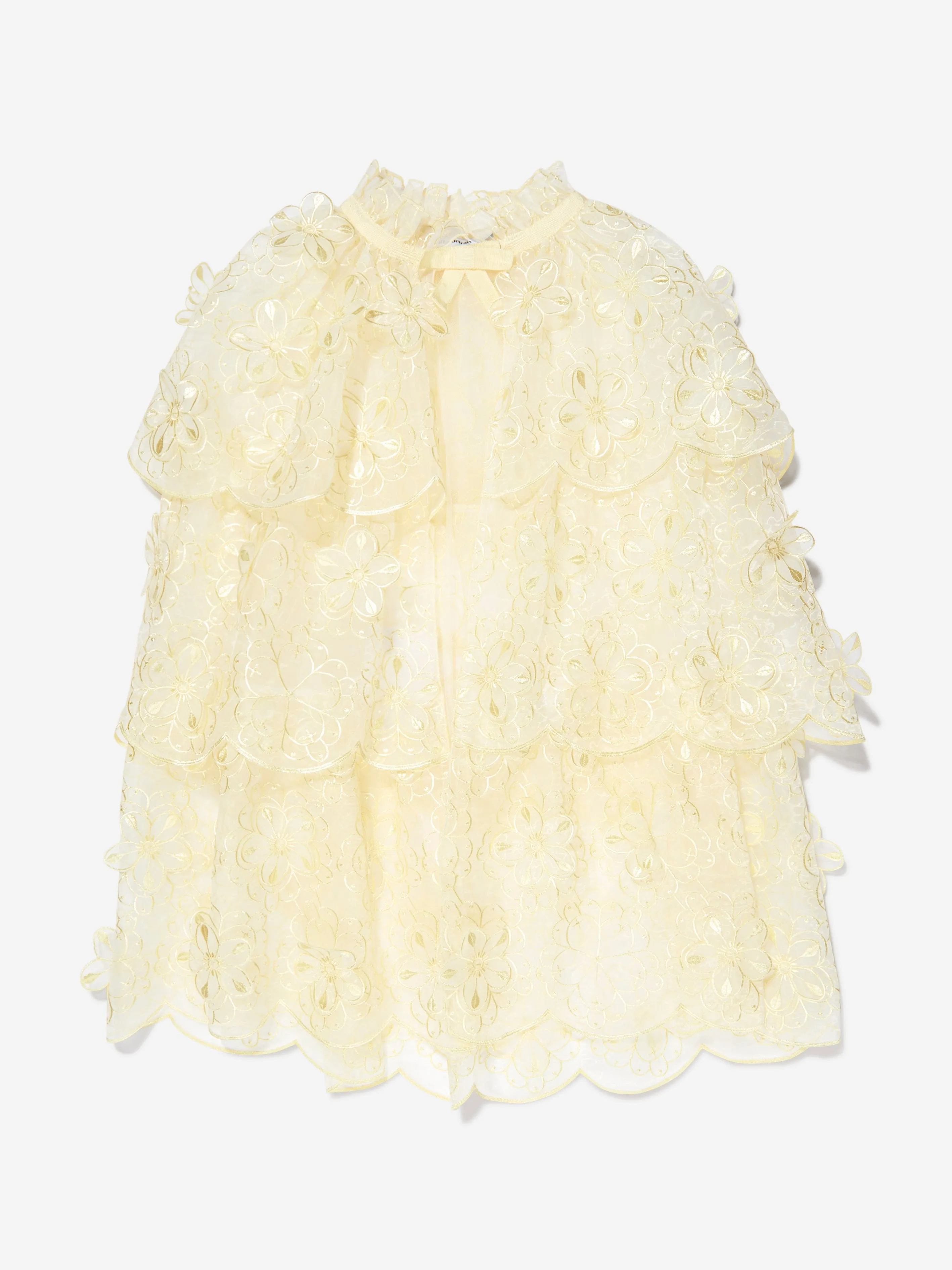 Self Portrait Girls 3-D Organza Cape in Yellow