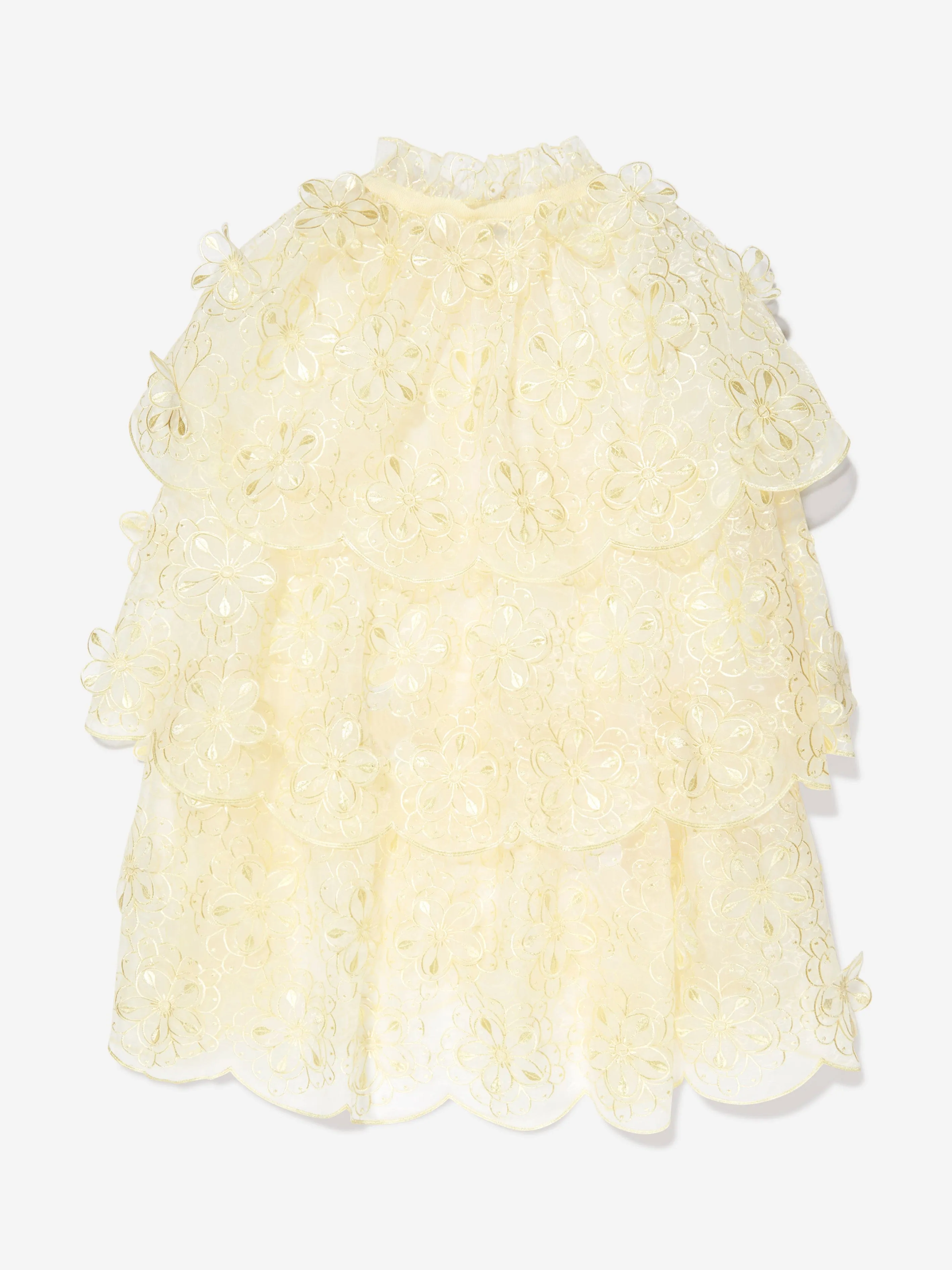 Self Portrait Girls 3-D Organza Cape in Yellow