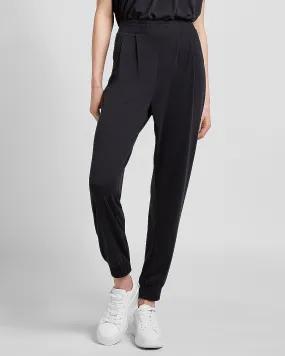 Super High Waisted Silky Sueded Jersey Joggers in Pitch Black