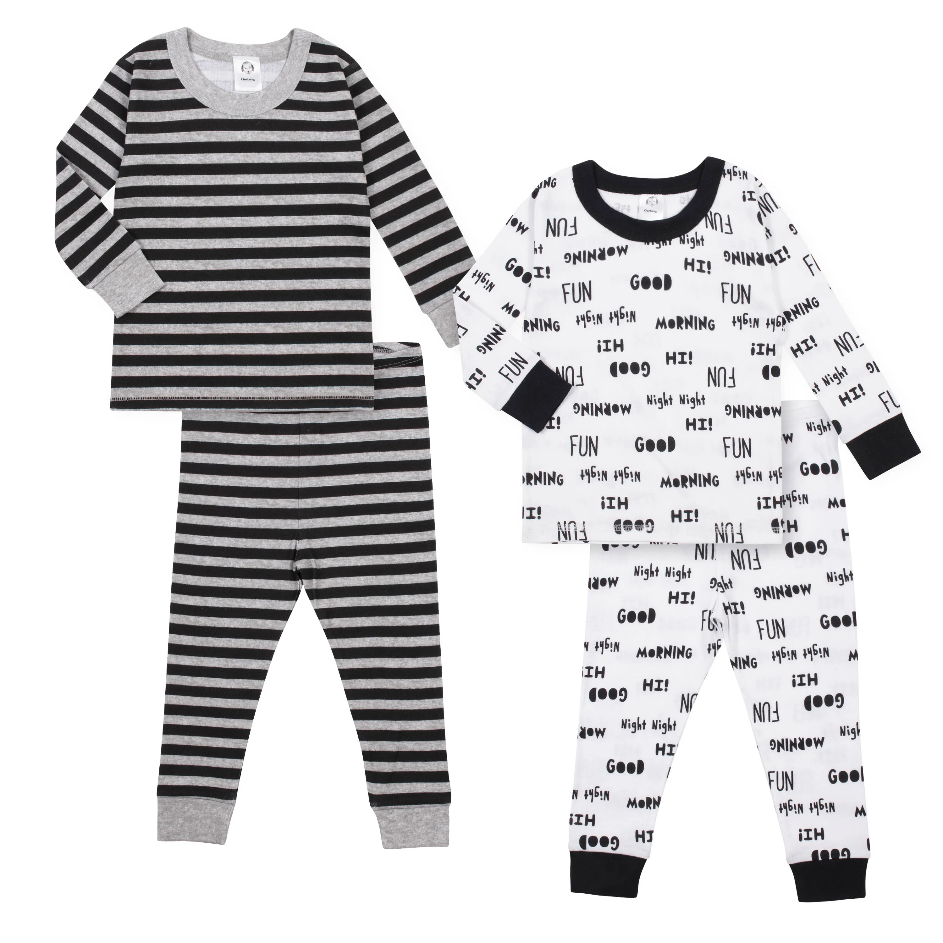 Toddler Boys' 4-Piece Organic "Good Morning" Snug Fit Pajamas