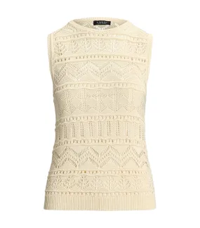 Women's Pointelle-Knit Sleeveless Sweater Mascarpone Cream