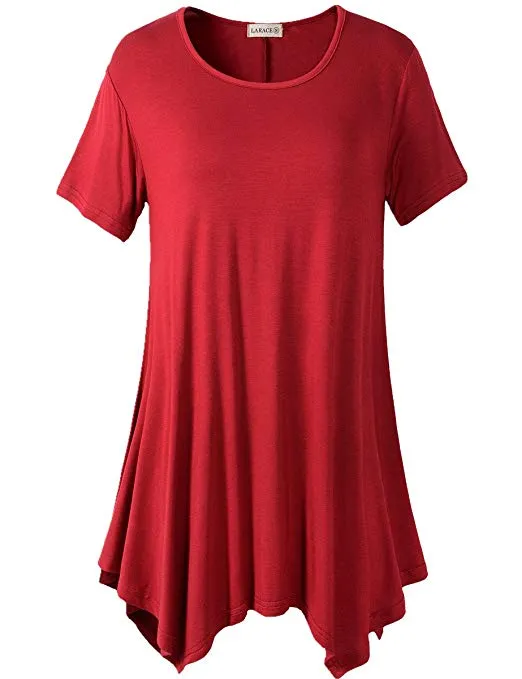 Womens Swing Tunic Tops Loose Fit Comfy Flattering T Shirt