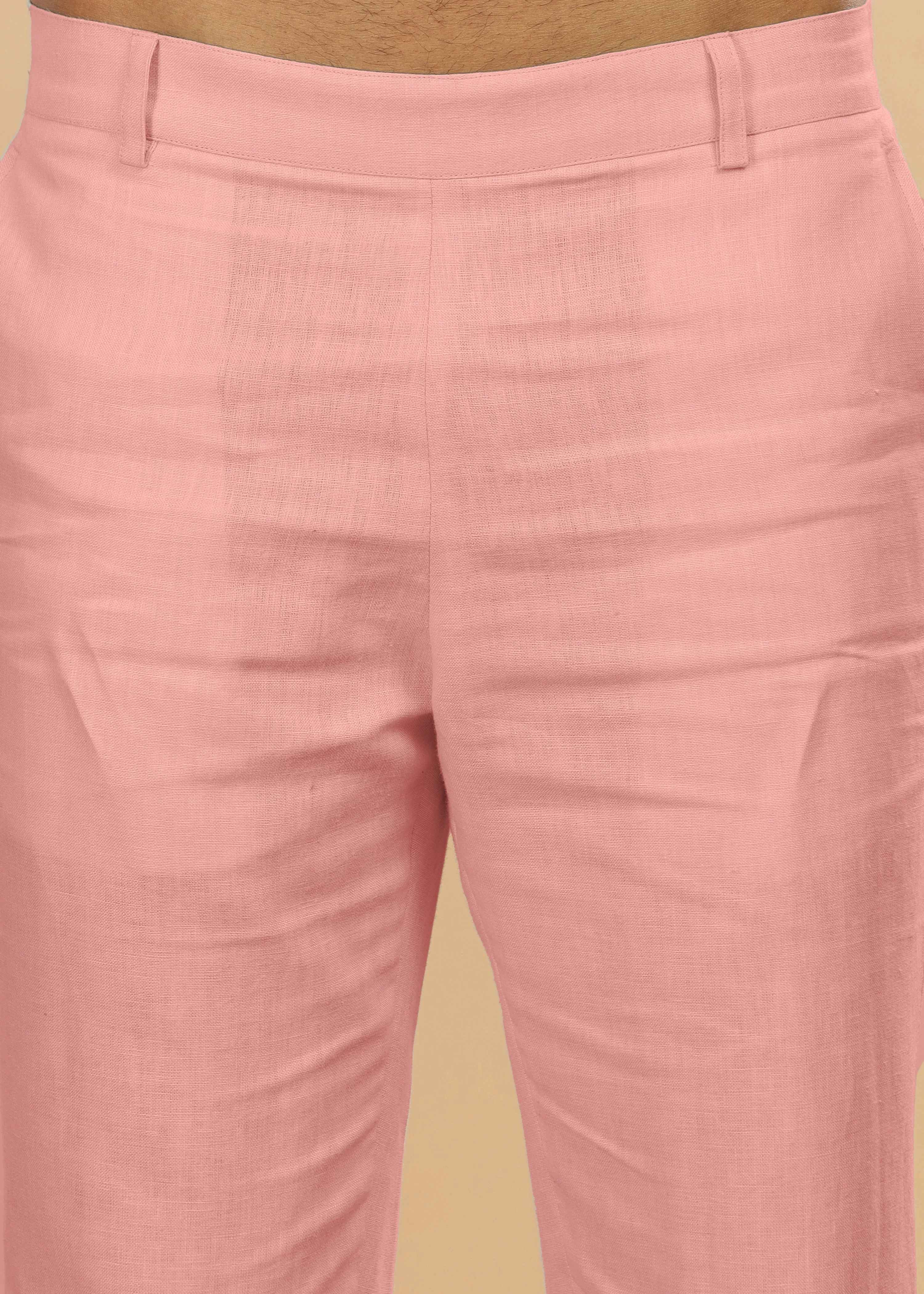 Zen Relaxed Elastic Pure Linen Trousers - Rose Pink